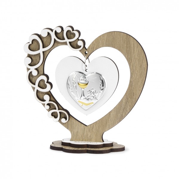 Icona piccola legno cuore calice comunione