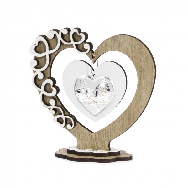 Icona piccola legno cuore cresima