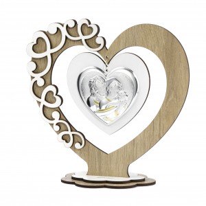 Icona grande legno cuore sacra famiglia
