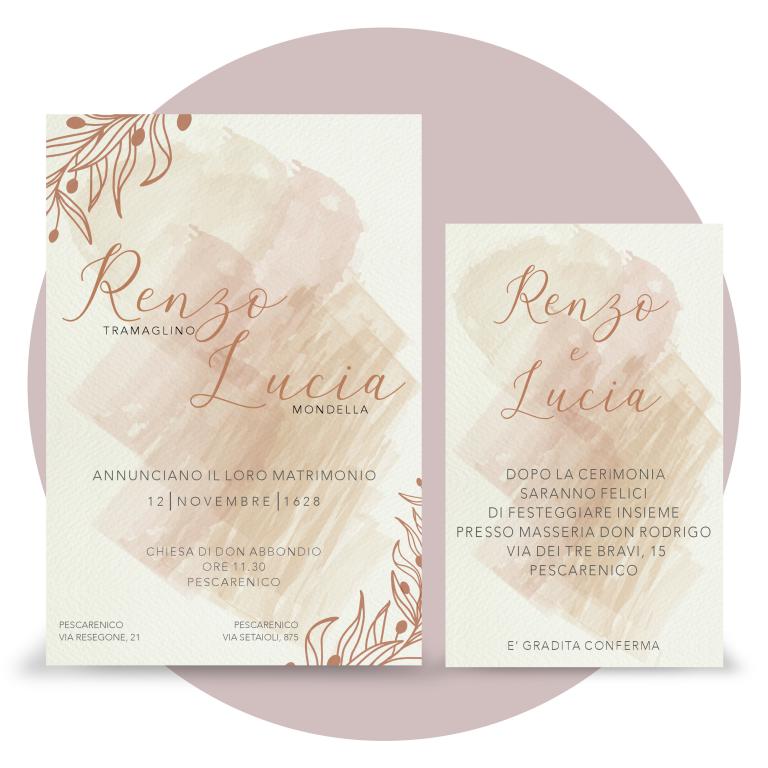 PARTECIPAZIONE MATRIMONIO SCATOLA PORTA CONFETTI - TEMA olivo rosA gold